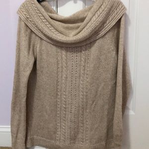 WHBM cowl neck metallic thread sweater